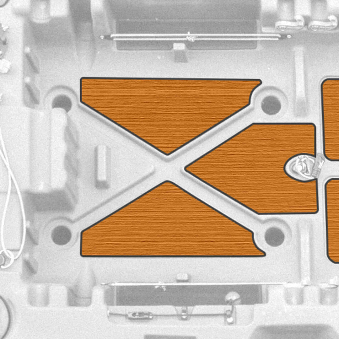 Makana 100 premium deck padding by Vibe Kayaks, shown attached to a kayak deck for added comfort and protection.