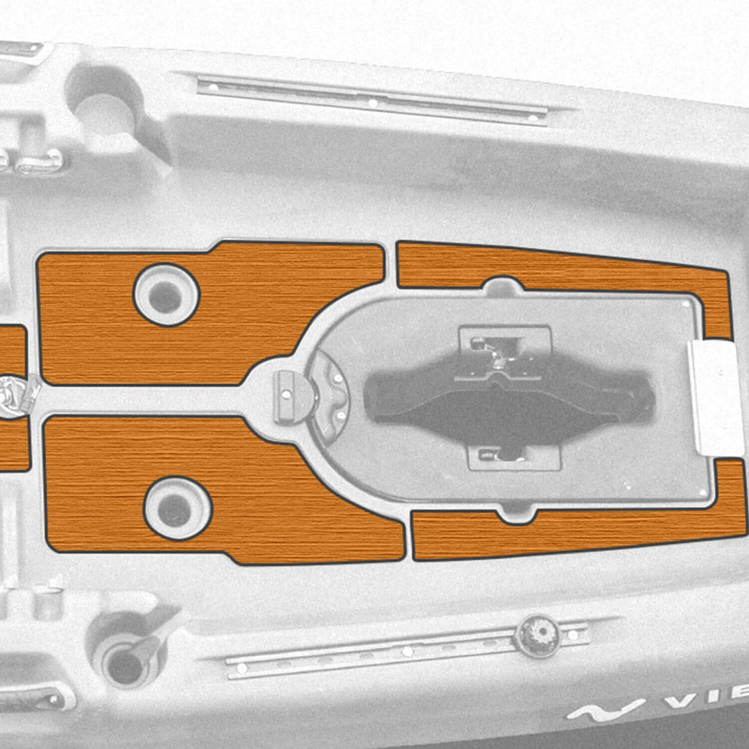Makana 100 premium kayak deck padding from Vibe Kayaks, shown attached to a kayak for added comfort and protection.