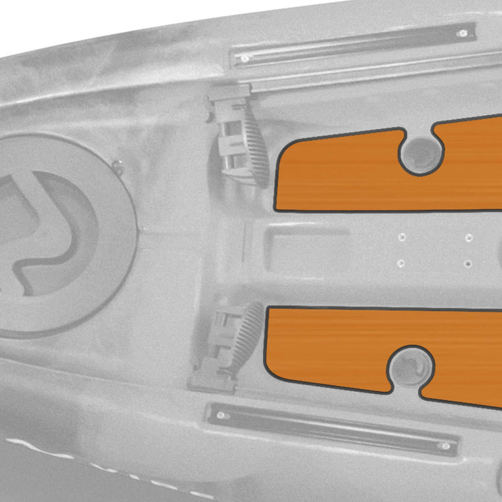 Yellowfin 100 Premium Deck Padding accessory for kayaks, shown on Vibe Kayaks Yellowfin 100 model, with textured yellow cushioning.