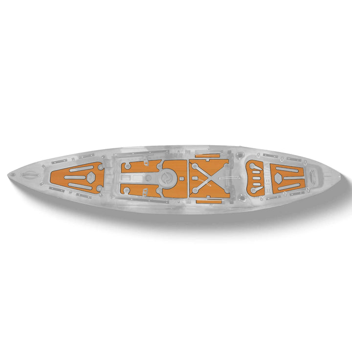 Vibe Kayaks Yellowfin 120 Premium Deck Padding accessory installed on kayak deck, providing comfort and grip during paddling.