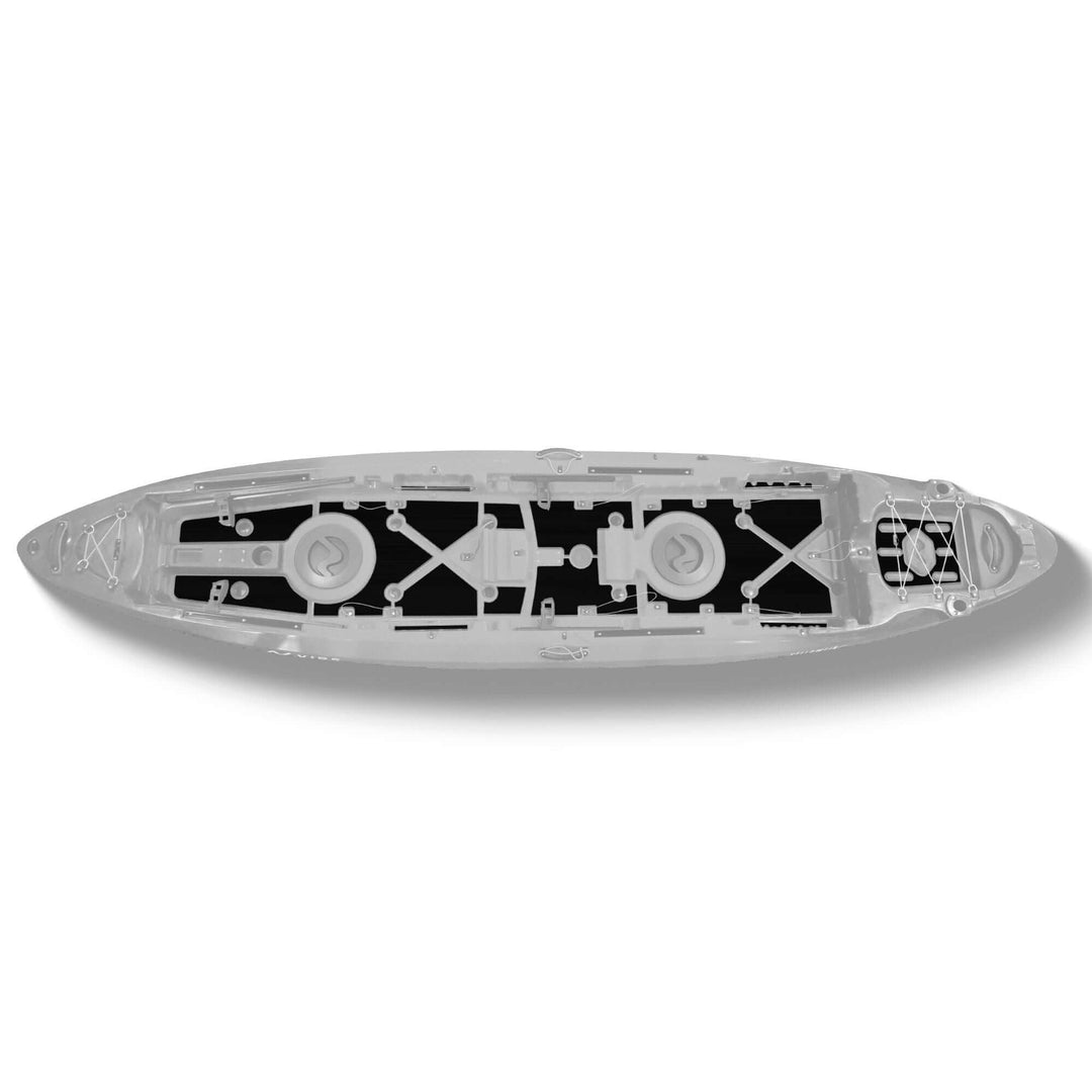 Vibe Kayaks Yellowfin 130T premium deck padding on kayak deck for added comfort and protection.
