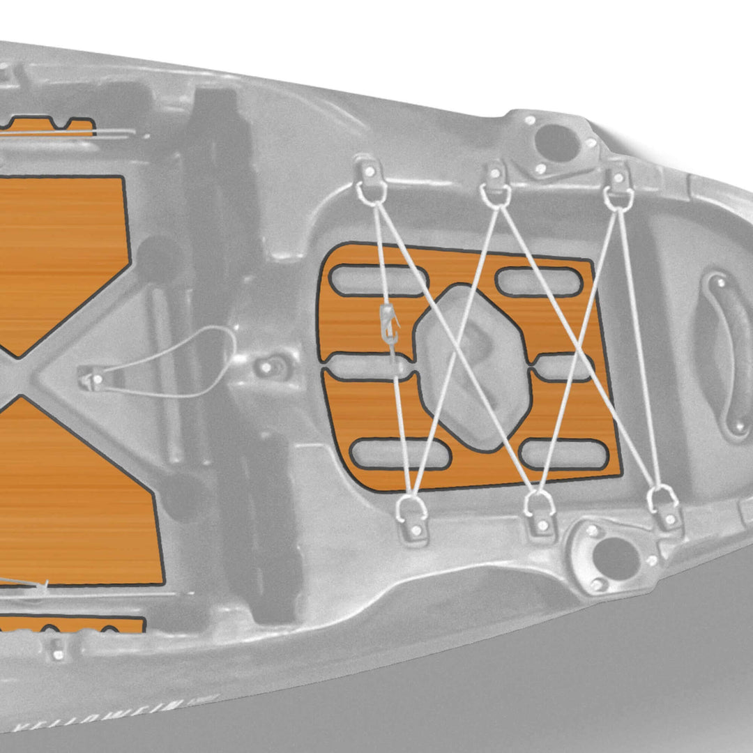 Yellowfin 130T Vibe Kayaks premium deck padding on kayak deck for added comfort and protection during paddling.