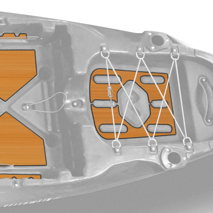 Yellowfin 130T Vibe Kayaks premium deck padding on kayak deck for added comfort and protection during paddling.