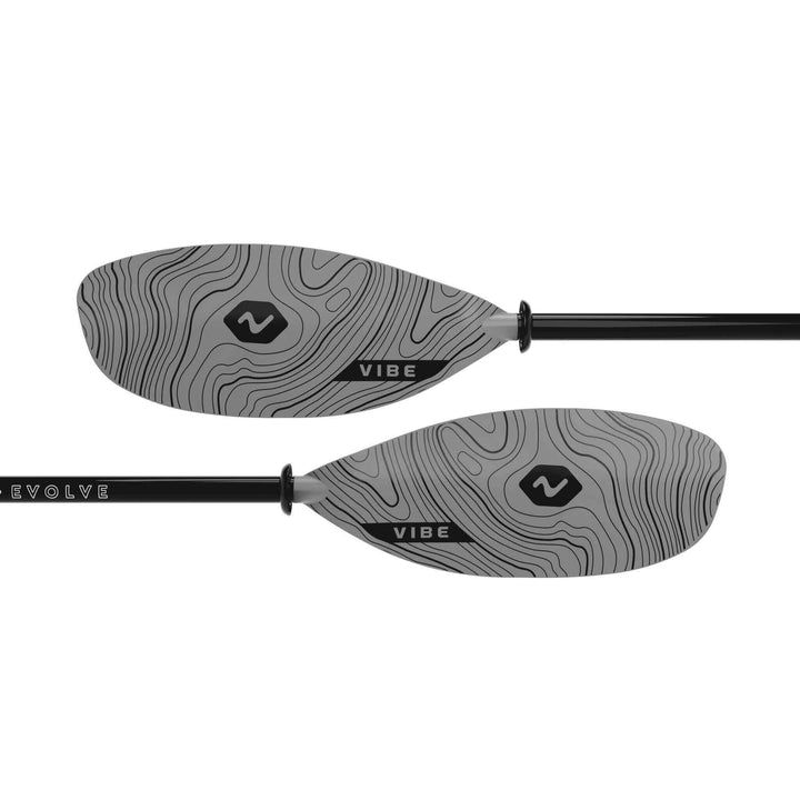 Vibe Kayaks Evolve Fiberglass Paddle adjustable from 90.5 to 98.4 inches, red kayak paddle for water sports accessories.