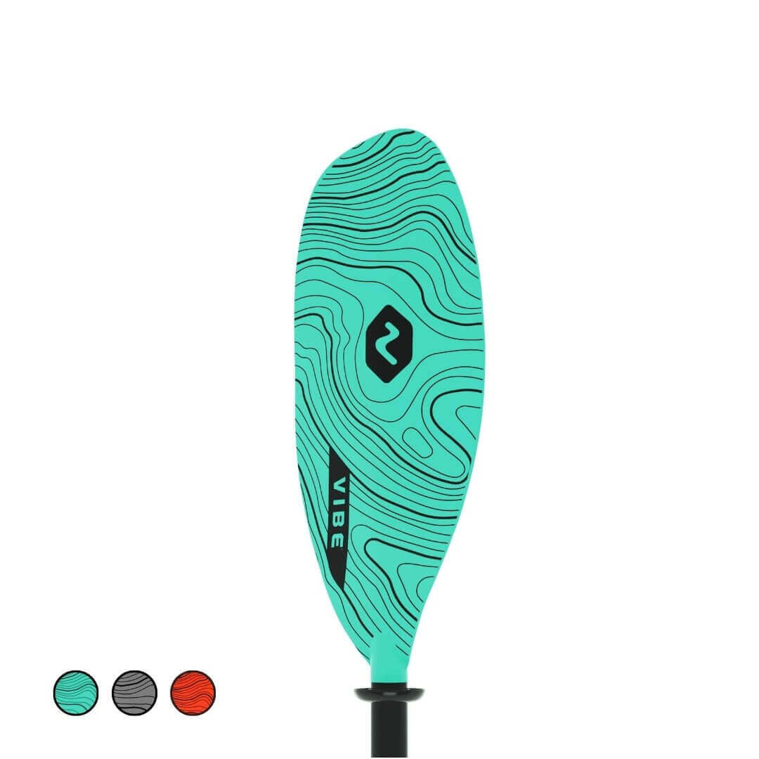 Vibe Kayaks Evolve fiberglass paddle, adjustable 90.5 to 98.4 inches, red kayak accessory with ergonomic handle and lightweight design.