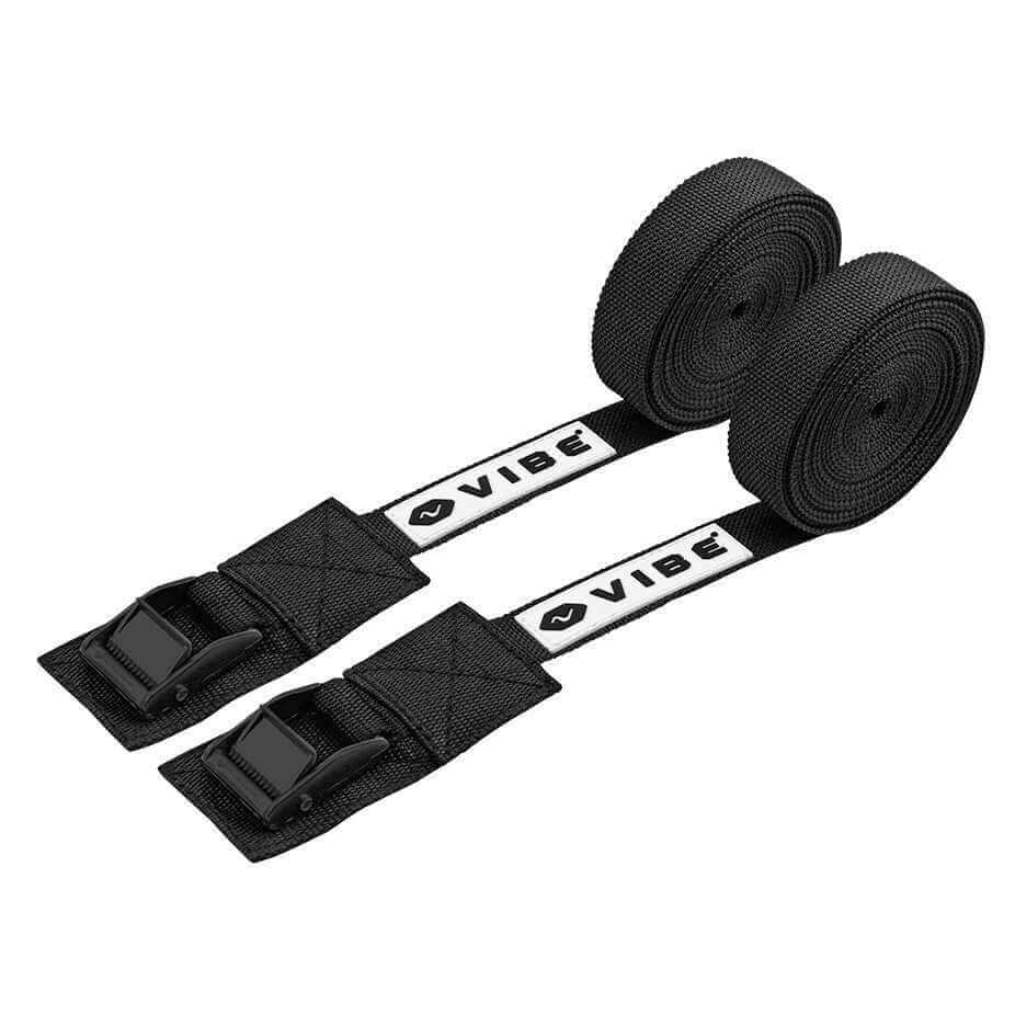Vibe Kayaks 15ft cam buckle tie-down strap for securing equipment with adjustable cam lock and durable polyester webbing.
