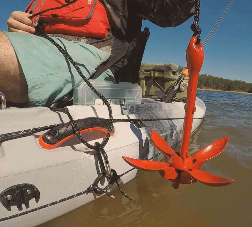 Vibe Kayaks 3.5lb grapnel anchor with 25ft rope, suitable for boating and anchoring on water.