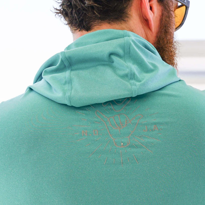 Vibe Performance Hoodie by Vibe Kayaks, black athletic apparel with logo, designed for comfort and active wear.