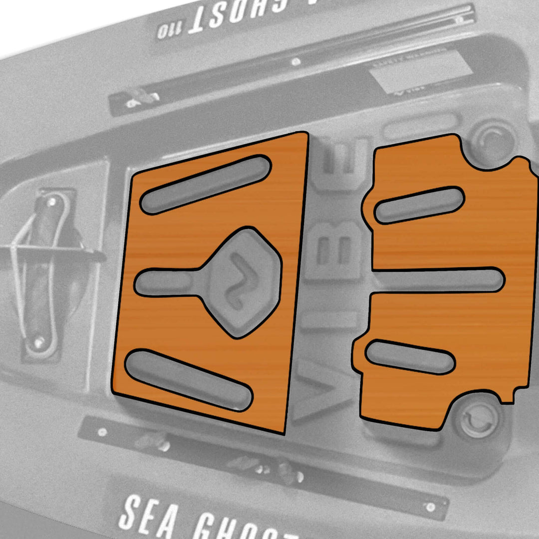 Vibe Kayaks Sea Ghost 110 premium deck padding, black and gray, providing cushioning and grip on kayak deck.