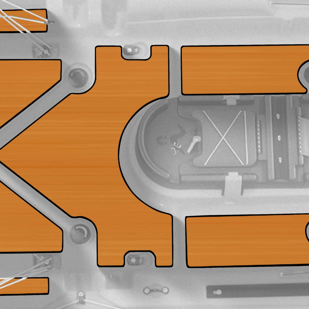Vibe Kayaks Sea Ghost 110 premium deck padding with textured surface, fitted on kayak deck for added comfort and protection.