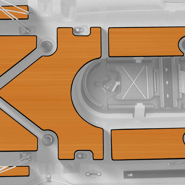 Vibe Kayaks Sea Ghost 110 premium deck padding with textured surface, fitted on kayak deck for added comfort and protection.