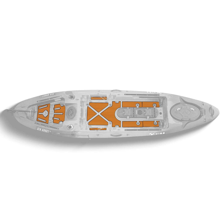 Vibe Kayaks Sea Ghost 110 premium deck padding with cushioning and grip, shown on kayak deck for added comfort and stability.