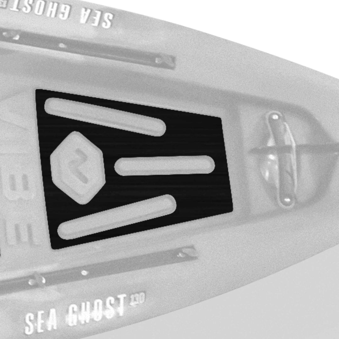 Vibe Kayaks Sea Ghost 130 premium deck padding on kayak deck, providing extra comfort and protection for the vessel.