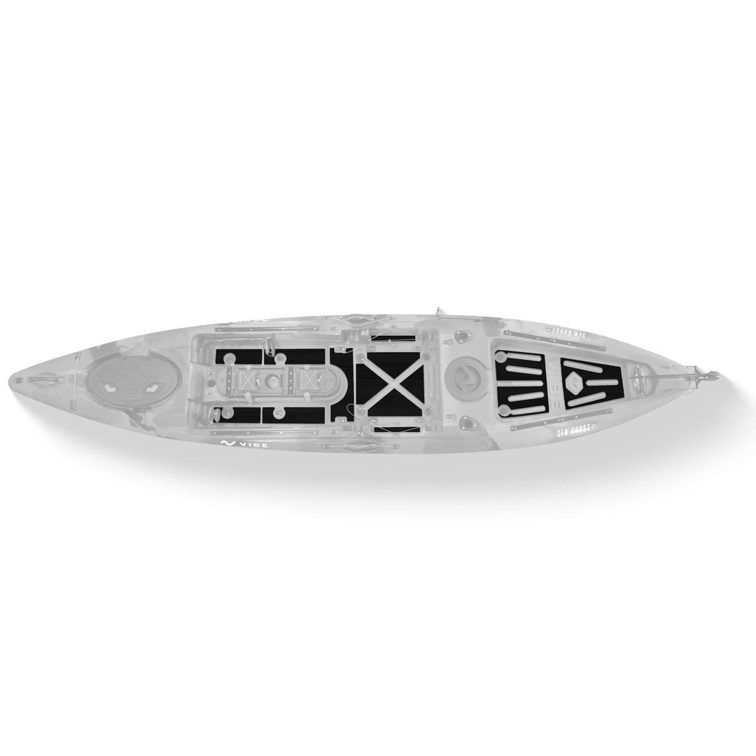 Vibe Kayaks Sea Ghost 130 premium deck padding showing soft, textured surface for added comfort and protection on the kayak deck.