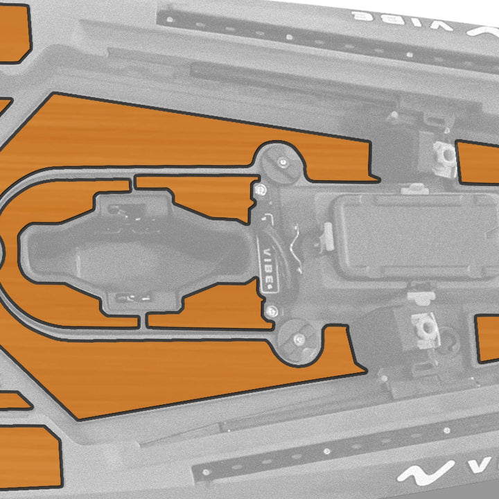 Vibe Kayaks Shearwater 125 Premium Deck Padding shown on boat deck for added comfort and protection.