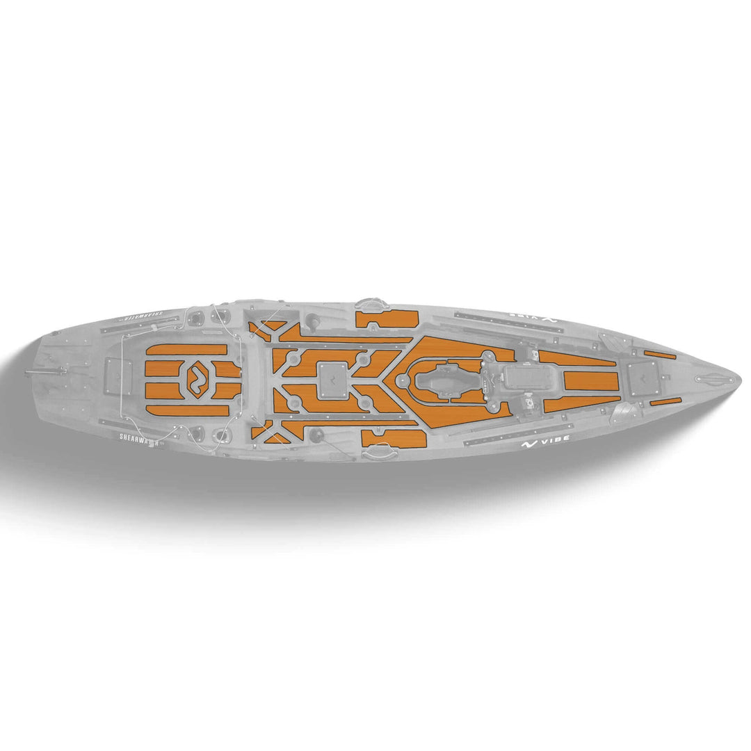 Shearwater 125 Premium Deck Padding by Vibe Kayaks, close-up of black cushioned kayak deck padding with textured surface.