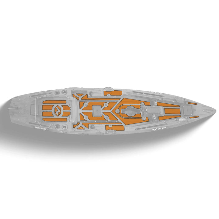 Shearwater 125 Premium Deck Padding by Vibe Kayaks, close-up of black cushioned kayak deck padding with textured surface.