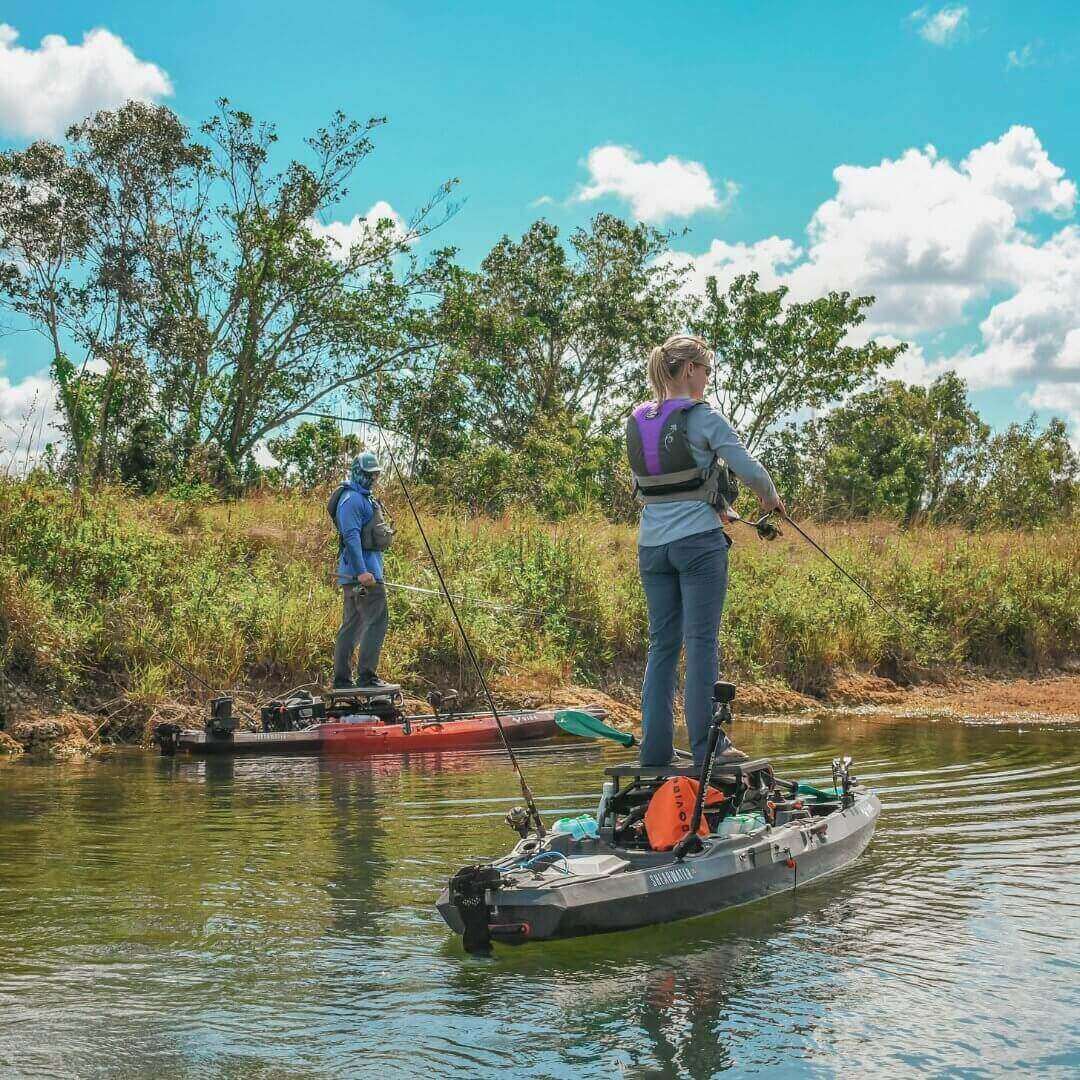 Vibe Shearwater 125 kayak by Vibe Kayaks, shown in galaxy color, with seating and paddles visible in the image.