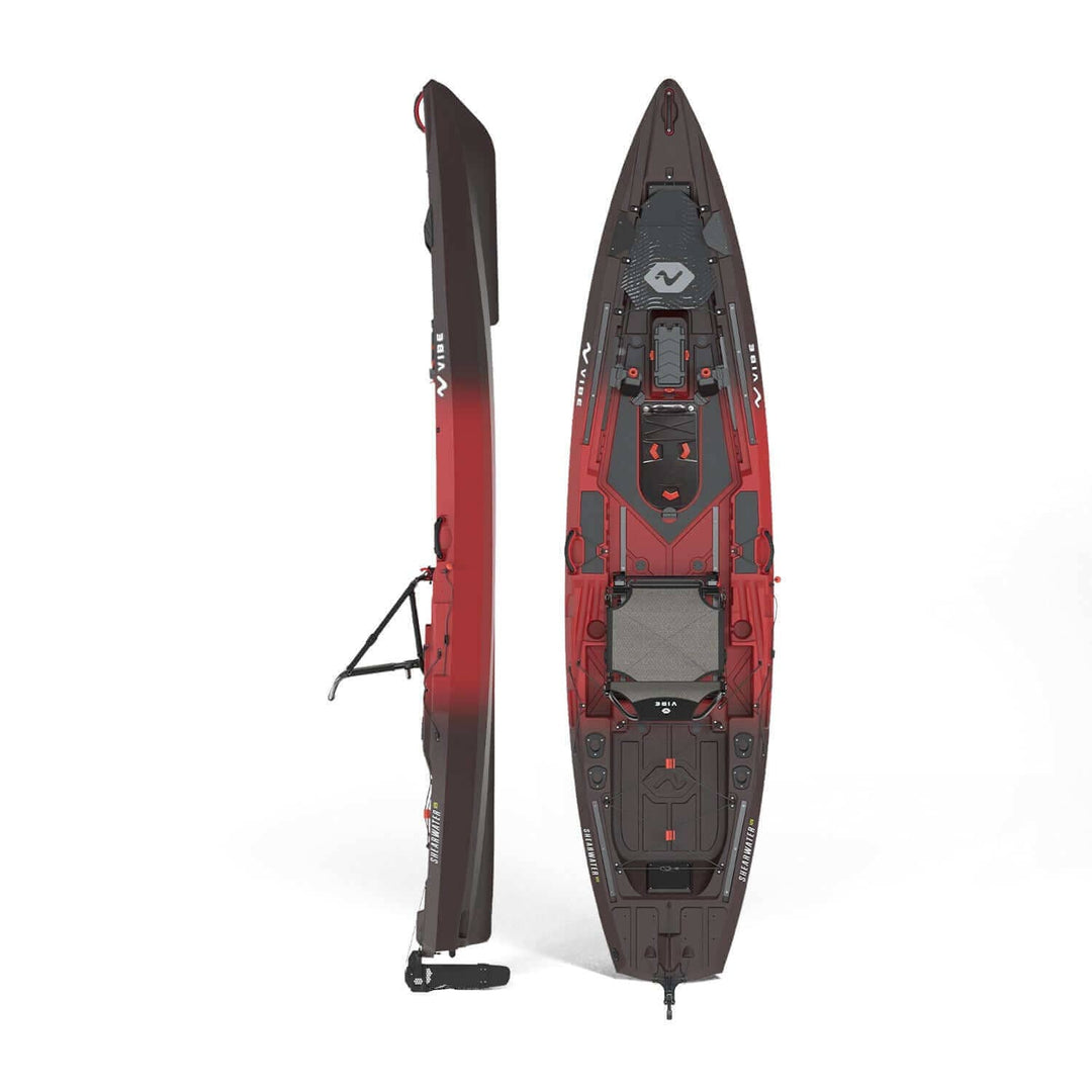 Vibe Shearwater 125 kayak by Vibe Kayaks, shown in galaxy color, with adjustable seat and waterproof storage compartments.