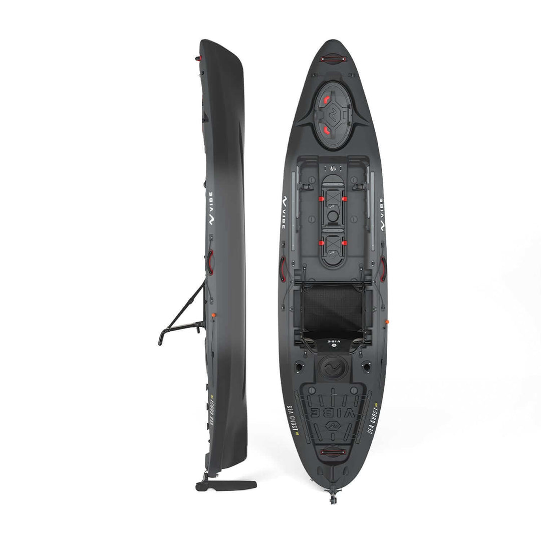 Vibe Sea Ghost 110 kayak by Vibe Kayaks, featuring a sleek design, sit-on-top style, and durable construction for outdoor water adventures.