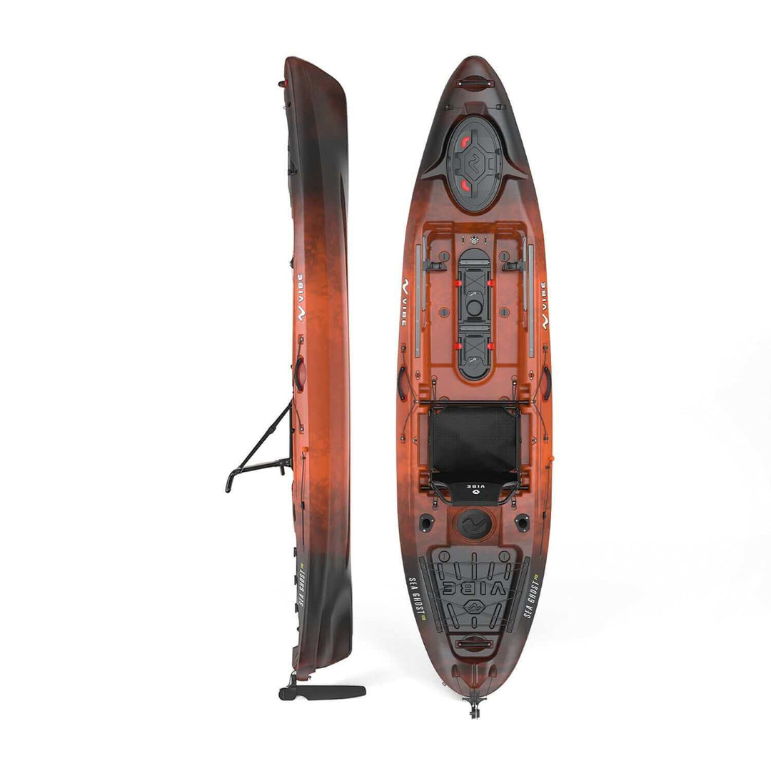 Vibe Sea Ghost 110 kayak from Vibe Kayaks, shown in a sleek design with seating and deck features for water adventures.