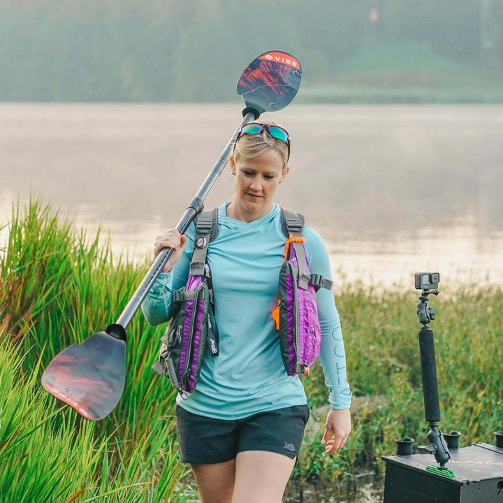 Vibe Kayaks Ember carbon fiber adjustable paddle, 240-260cm, lightweight and durable for kayaking and water sports.