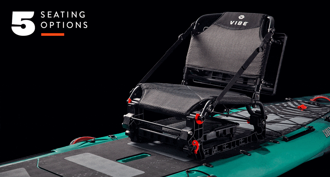 Vibe Kayaks Summit Seat, adjustable kayak seat with padded backrest and seat cushion, designed for comfort on the water.