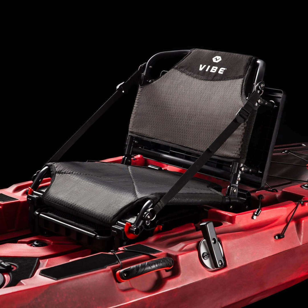 Vibe Kayaks Summit Seat showing padded, adjustable kayak seat with back support for comfortable paddling.