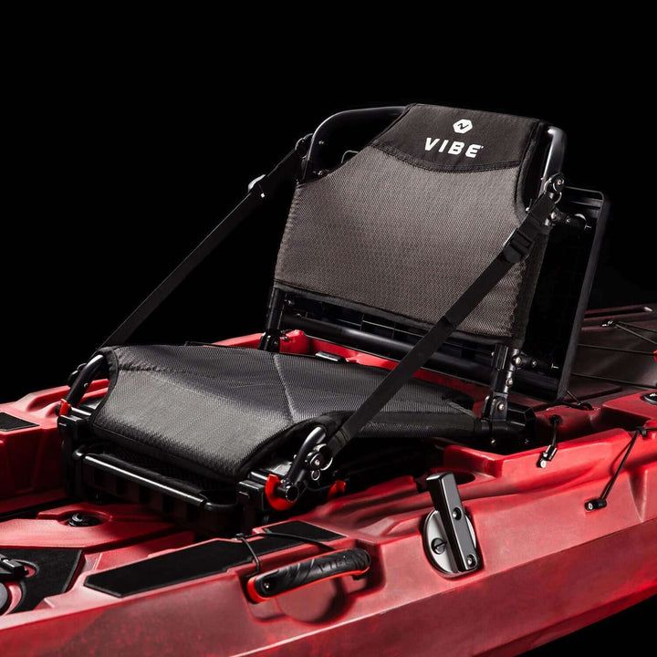 Vibe Kayaks Summit Seat showing padded, adjustable kayak seat with back support for comfortable paddling.