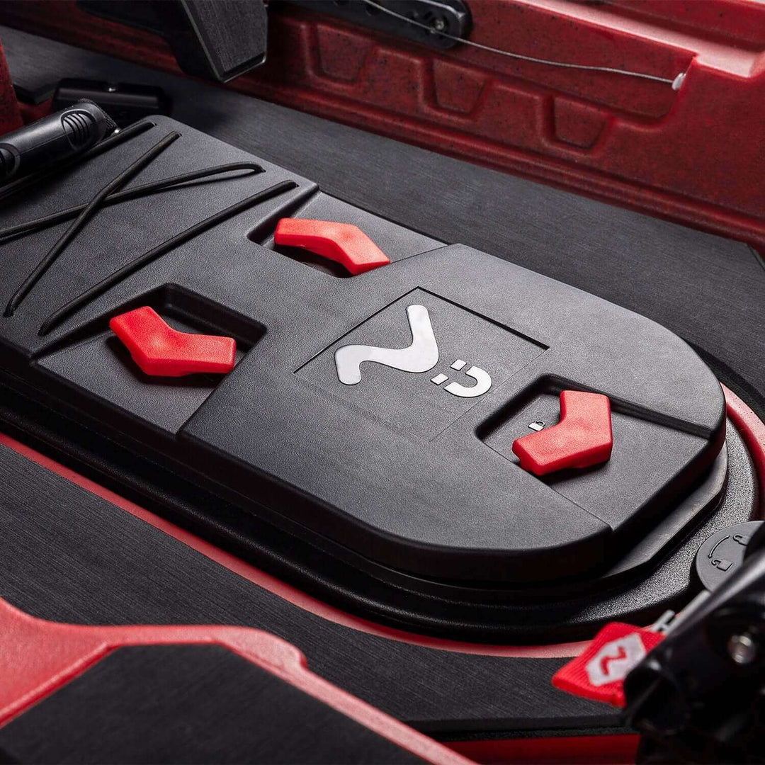 Vibe Kayaks Shearwater Versa Pod mounted on the kayak for additional storage and organization.