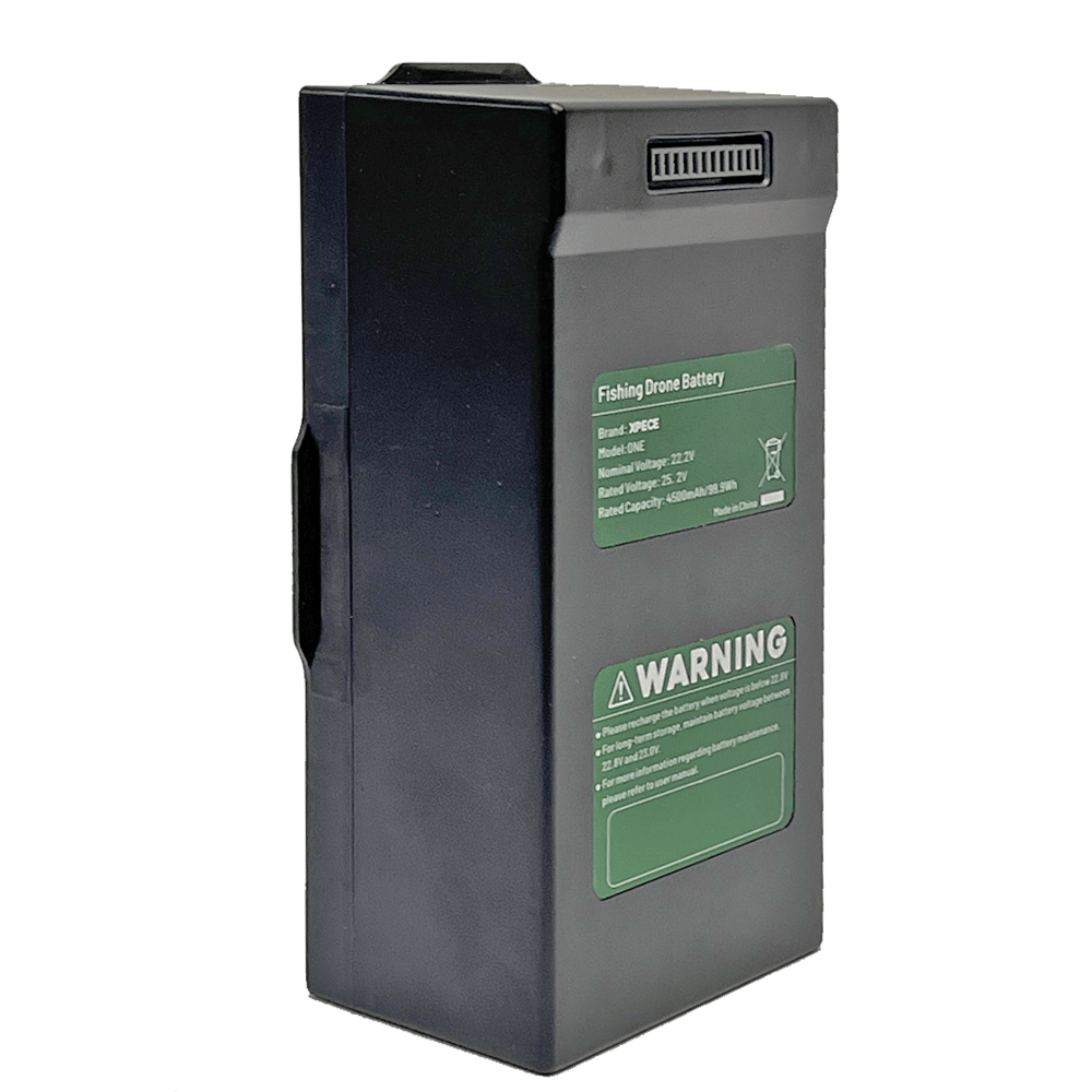 Xpece ONE Intelligent Flight Battery for drones, showing the compact rechargeable drone battery with branding and connection ports.